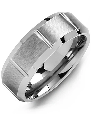 MGC - Men's Beveled Brushed & Grooved Tungsten Wedding Band