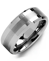 MGF - Men's Beveled Dual Finish Tungsten Wedding Ring