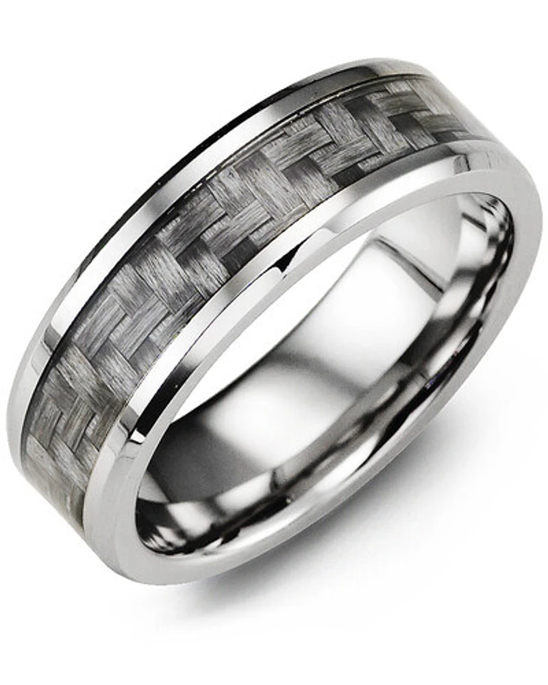 MHK - Men's Beveled Carbon Fiber Cobalt Wedding Ring