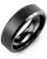 RGB - Men's Brush & Beveled Black Ceramic Wedding Band