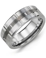 MGY - Men's Satin Center Grooved Tungsten Wedding Band