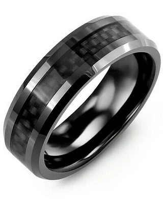 RGO - Men's Black Ceramic Carbon Wedding Band