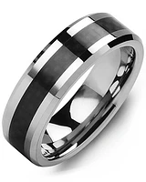 MGO - Men's Beveled Carbon Fiber Tungsten Wedding Band