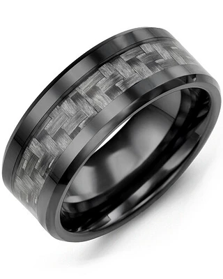 MGT - Men's Beveled Carbon Fiber Ceramic Wedding Band