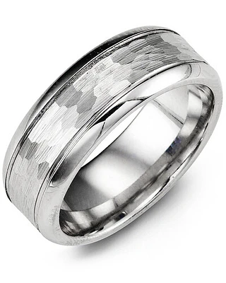 MHP - Men's Hammer Polished Edges Cobalt Wedding Band