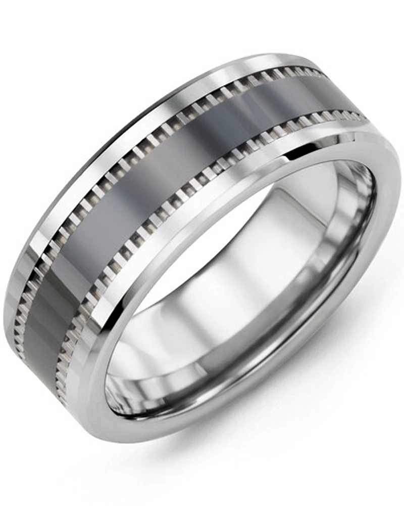 MGZ - Men's Geometric Design Tungsten & Ceramic Wedding Ring