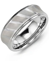 MGU - Men's Diagonal Polished Lines Tungsten Wedding Ring