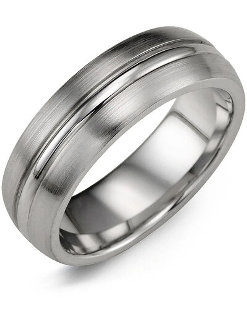 MHM - Men's Brushed Polished Accent Cobalt Wedding Band