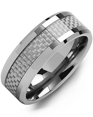 MGL - Men's Beveled Carbon Fiber Tungsten Wedding Band