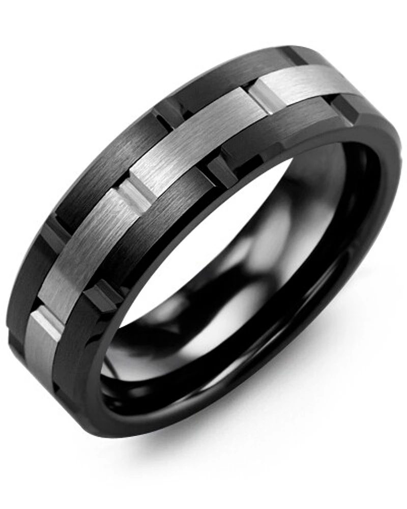 MHX - Men's Grooved Ceramic & Tungsten Wedding Band