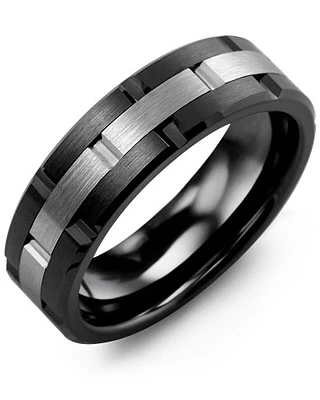 MHX - Men's Grooved Ceramic & Tungsten Wedding Band