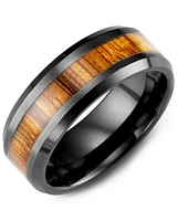 MHC  - Men's Beveled Koa Wood Ceramic Wedding Ring