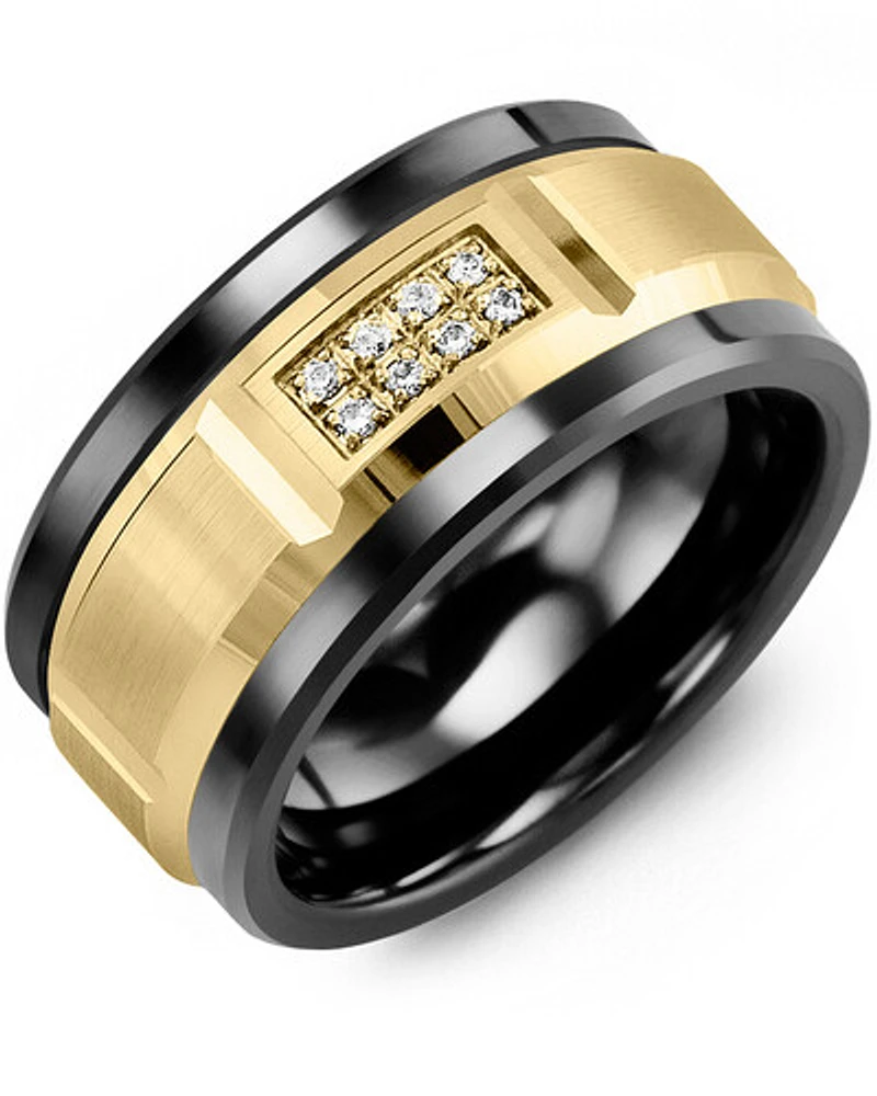 MKS MOD - Men's Wide Beveled Diamond Wedding Ring