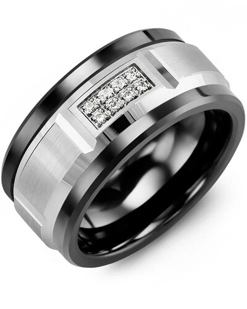 MKS MOD - Men's Wide Beveled Diamond Wedding Ring