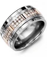 MLO MOD - Men's Multi Wide Grooved Ring with Diamonds