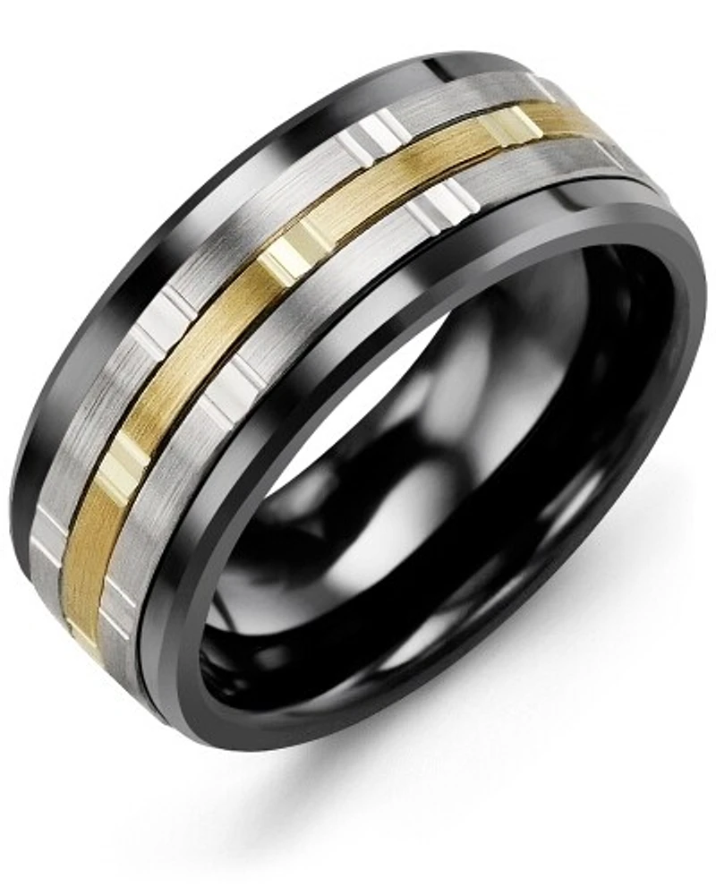 MJL MOD - Men's Vertical Trio Diamond Wedding Ring