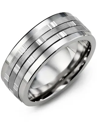 MJL MOD - Men's Vertical Trio Diamond Wedding Ring