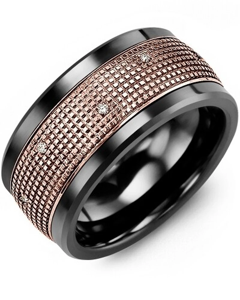 MJX MOD - Men's Carved Pattern Diamond Wedding Band