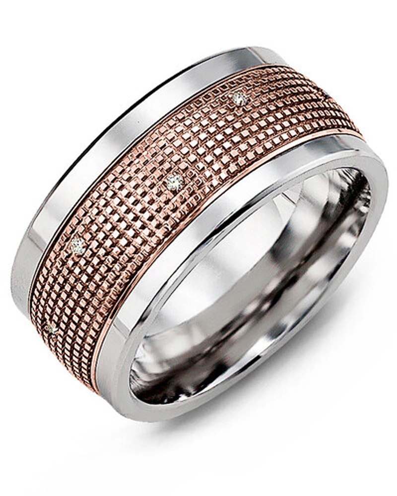 MJX MOD - Men's Carved Pattern Diamond Wedding Band