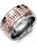 MJM MOD - Men's Wide Grooved Diamond Wedding Ring