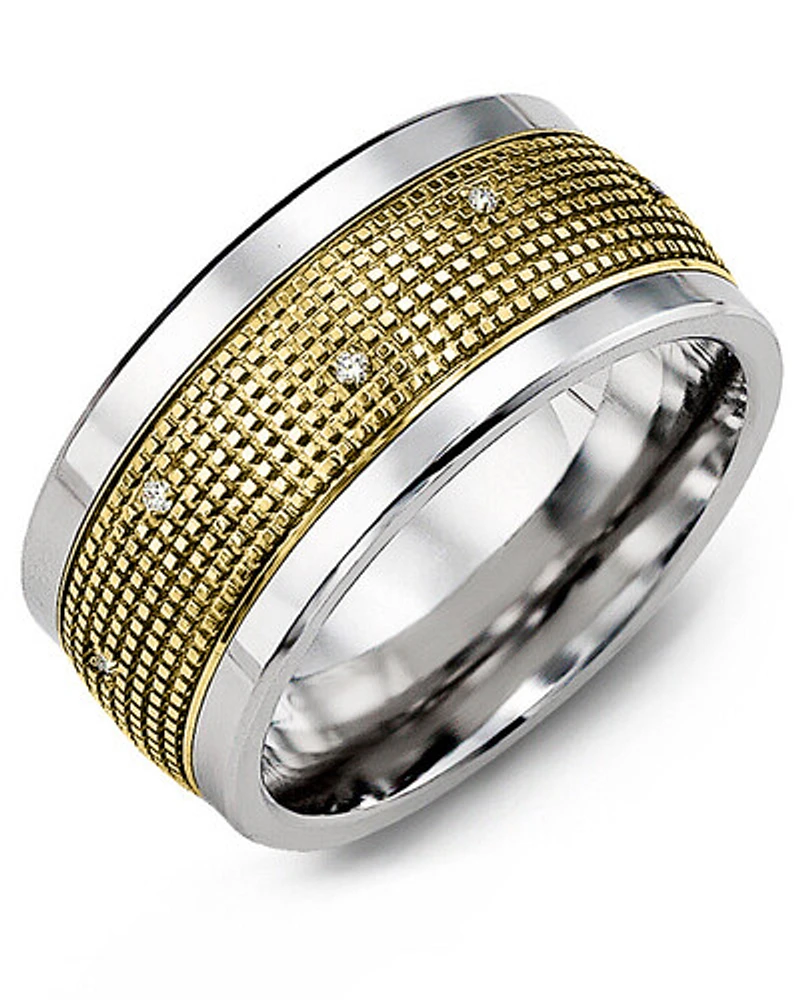 MJX MOD - Men's Carved Pattern Diamond Wedding Band