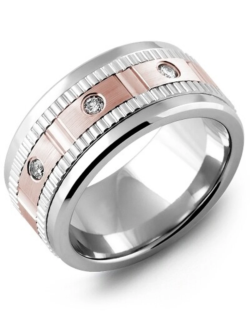 MKW MOD - Men's Carved Pattern Diamond Wedding Band