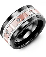 MKW MOD - Men's Carved Pattern Diamond Wedding Band