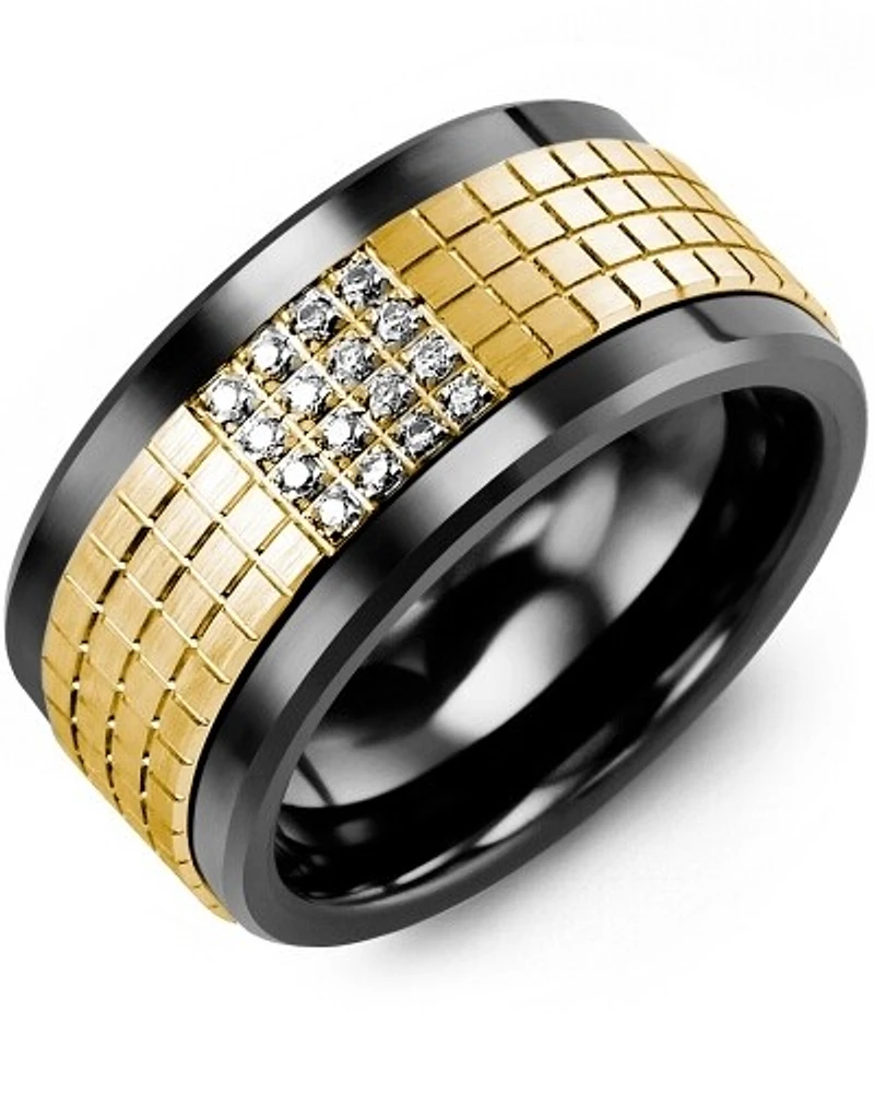 MKX MOD - Men's Carved Pattern Diamond Wedding Band