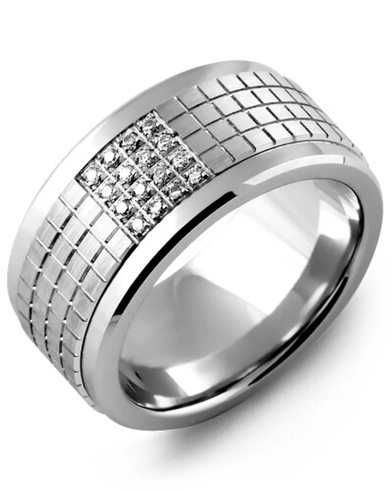 MKX MOD - Men's Carved Pattern Diamond Wedding Band