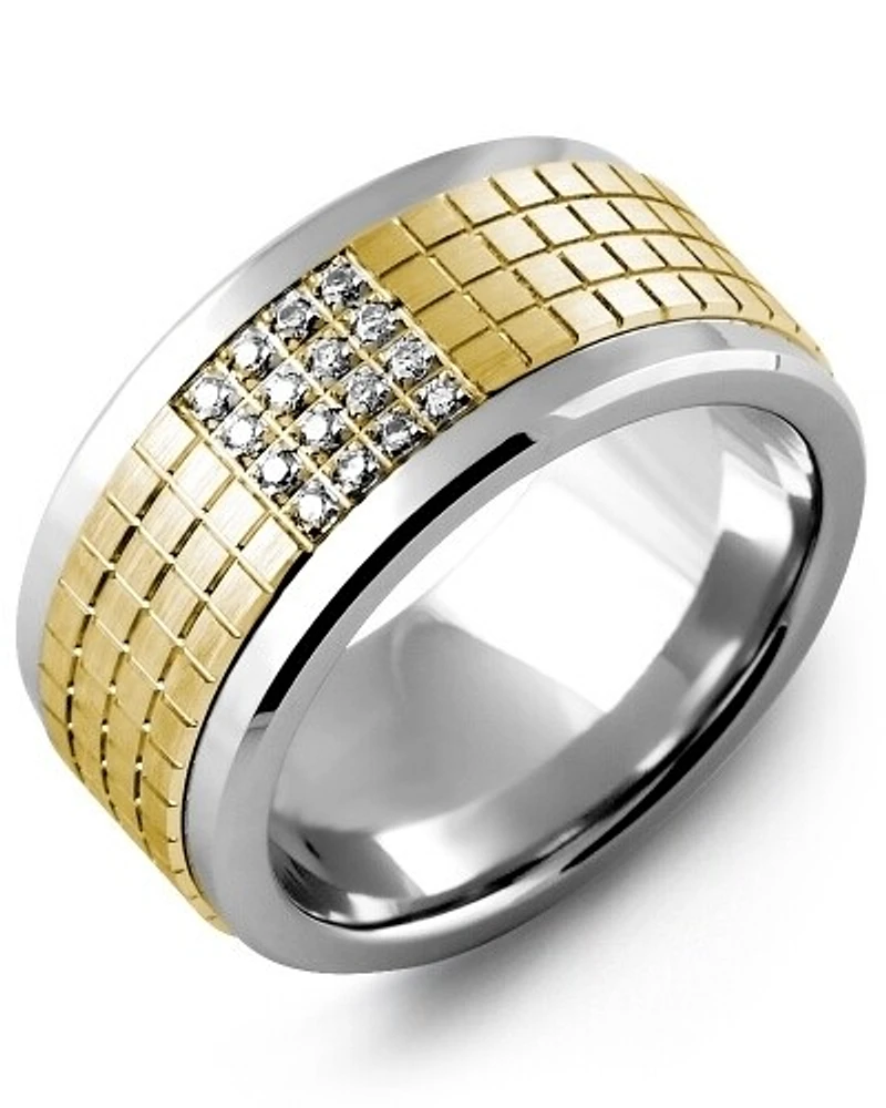 MKX MOD - Men's Carved Pattern Diamond Wedding Band