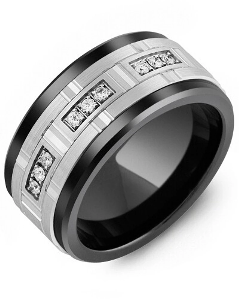 MKV MOD - Men's Large Diamonds Centerpiece Wedding Ring