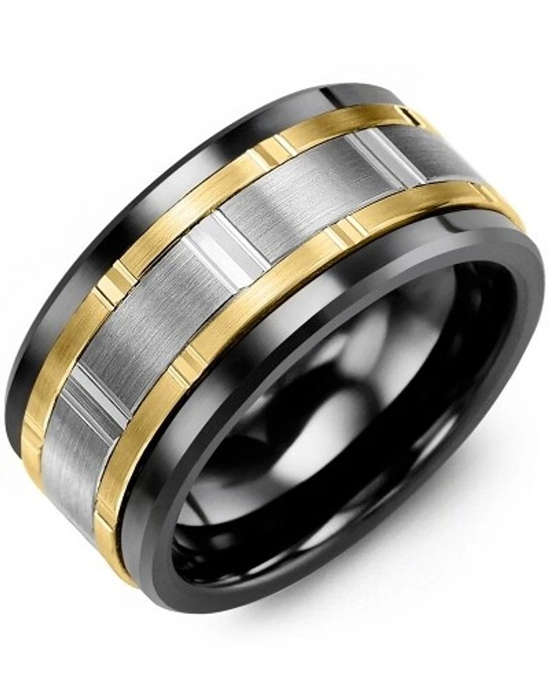 MJP MOD - Men's Multi-Faceted Wide Wedding Band