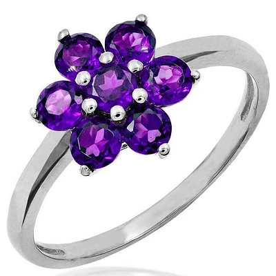 Floral Amethyst Cluster Ring 14KT Gold