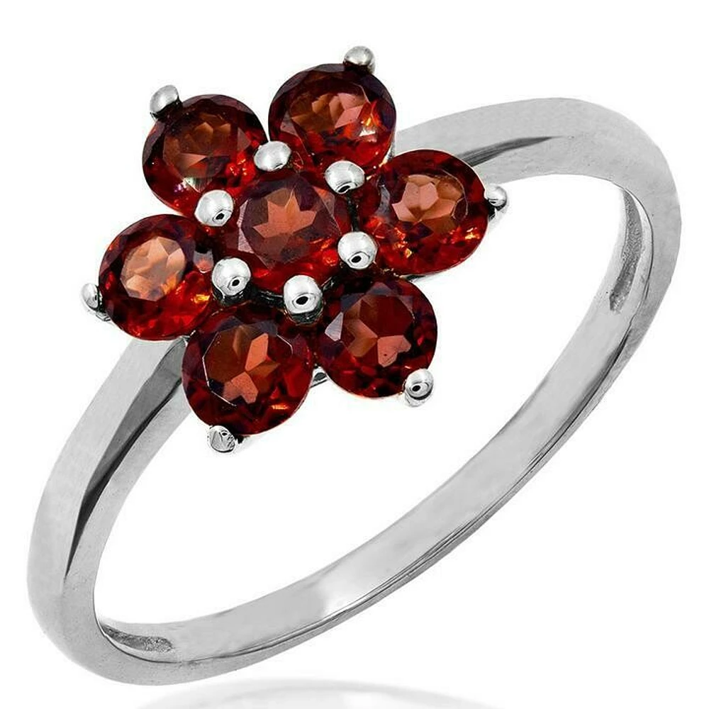 Floral Garnet Cluster Ring 14KT Gold