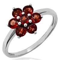 Floral Garnet Cluster Ring 14KT Gold