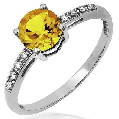 Citrine Ring with Diamond Accent 14KT Gold