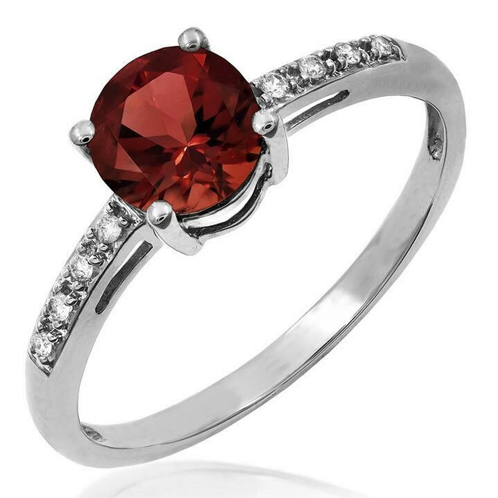 Garnet Ring with Diamond Accent 14KT Gold