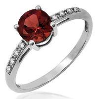 Garnet Ring with Diamond Accent 14KT Gold