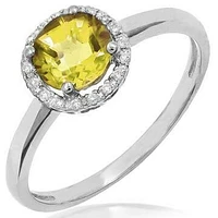 Citrine Ring with Diamond Halo 14KT Gold