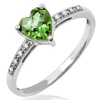 Heart Peridot Ring with Diamond Accent 14KT Gold