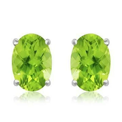 Oval Peridot Earrings 14KT Gold