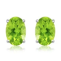 Oval Peridot Earrings 14KT Gold