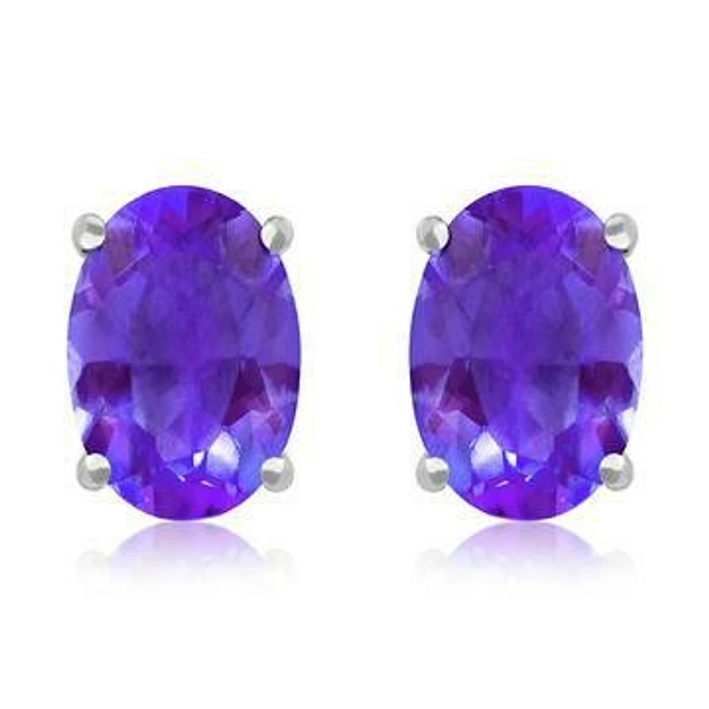 Oval Amethyst Earrings 14KT Gold