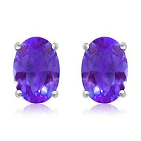 Oval Amethyst Earrings 14KT Gold