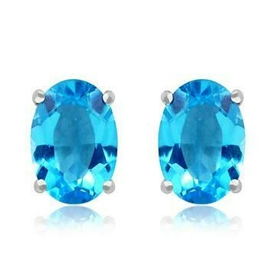 Oval Blue Topaz Earrings 14KT Gold