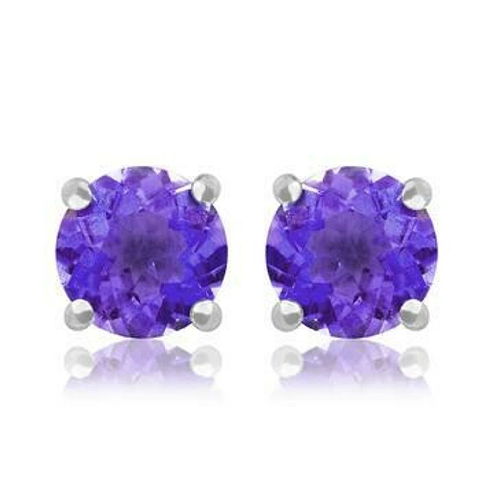 Round Amethyst Earrings 14KT Gold