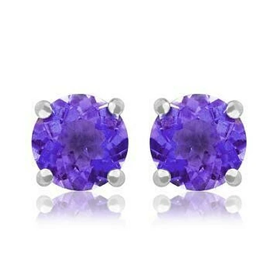 Round Amethyst Earrings 14KT Gold