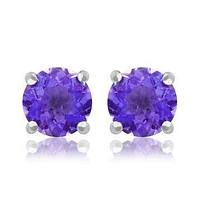 Round Amethyst Earrings 14KT Gold