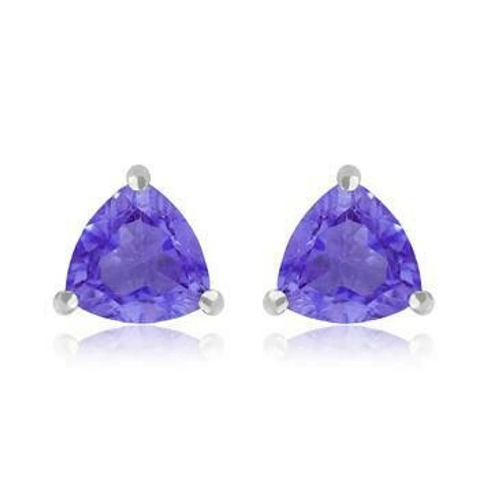 Triangular Amethyst Earrings 14KT Gold