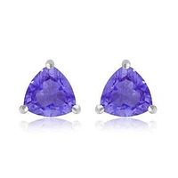 Triangular Amethyst Earrings 14KT Gold